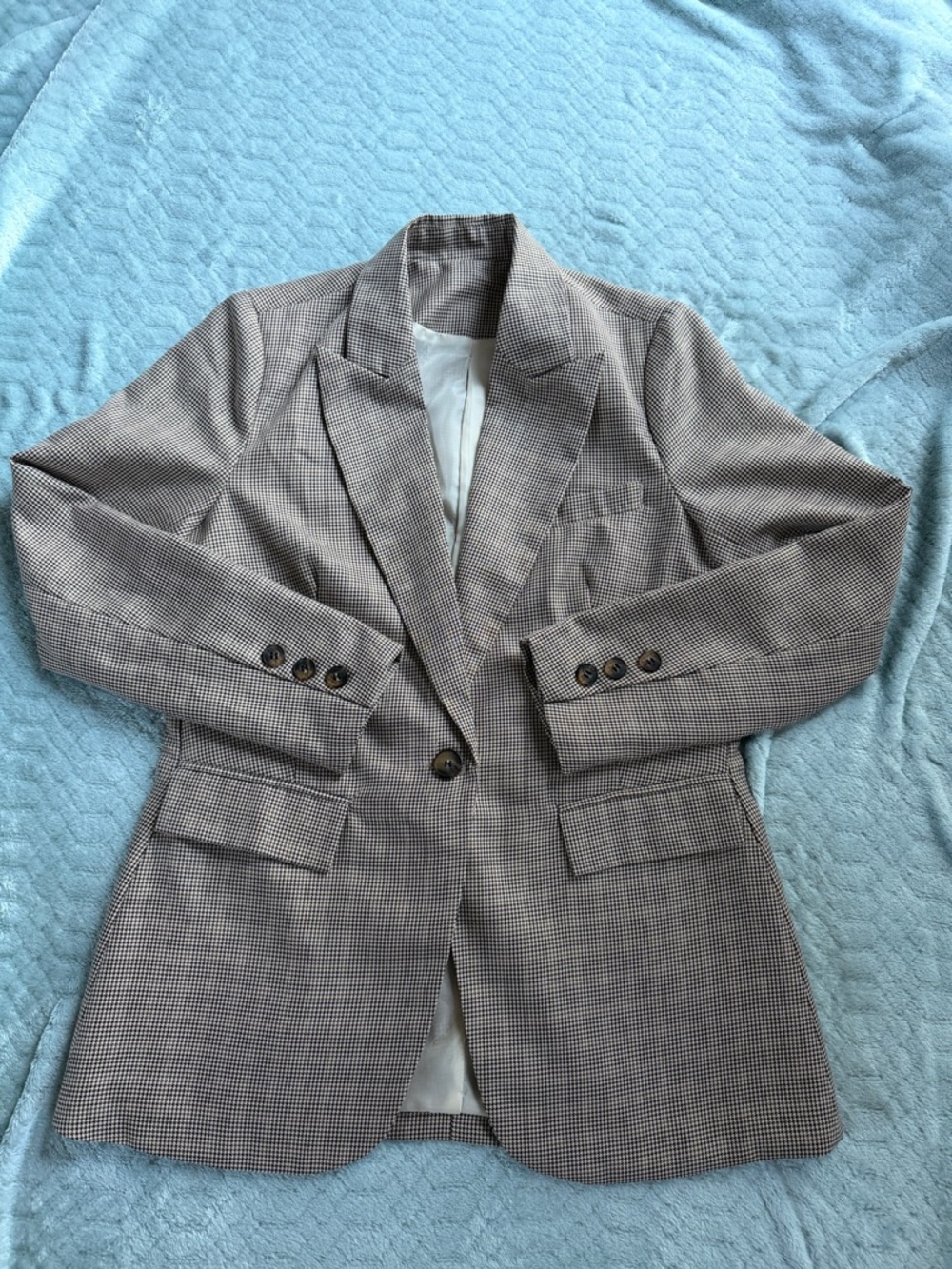 Women’s  Brown Glen Plaid Blazer - Classic Tailored Style